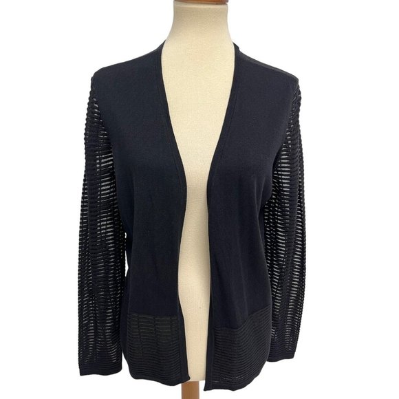 Easywear By Chico's Women's Long Sleeve Open Front Black Sweater Size M - Picture 1 of 12